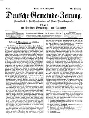 Deutsche Gemeinde-Zeitung Samstag 28. März 1868