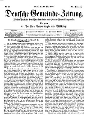 Deutsche Gemeinde-Zeitung Samstag 16. Mai 1868