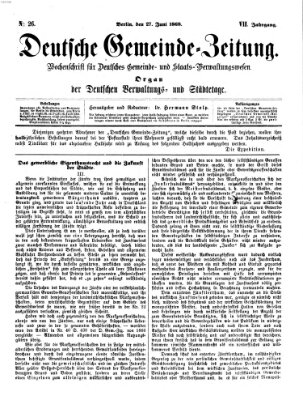 Deutsche Gemeinde-Zeitung Samstag 27. Juni 1868