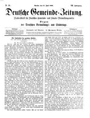 Deutsche Gemeinde-Zeitung Samstag 11. Juli 1868