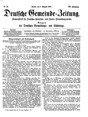 Deutsche Gemeinde-Zeitung Samstag 1. August 1868