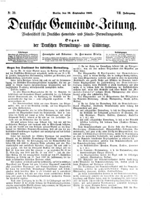 Deutsche Gemeinde-Zeitung Samstag 26. September 1868