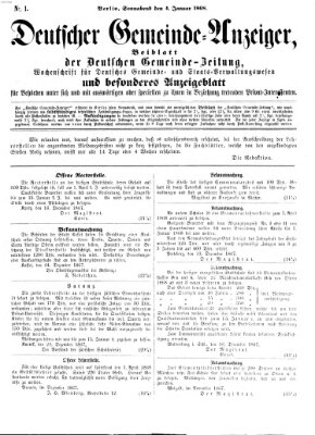 Deutsche Gemeinde-Zeitung Samstag 4. Januar 1868