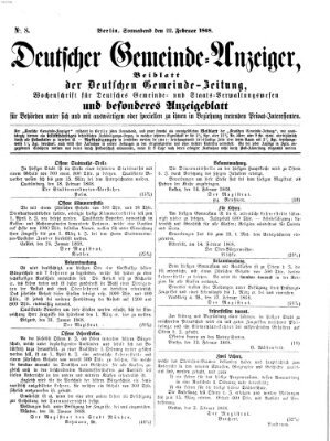 Deutsche Gemeinde-Zeitung Samstag 22. Februar 1868