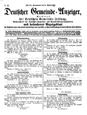 Deutsche Gemeinde-Zeitung Samstag 11. April 1868