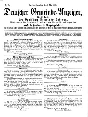 Deutsche Gemeinde-Zeitung Samstag 9. Mai 1868