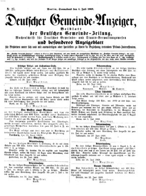 Deutsche Gemeinde-Zeitung Samstag 4. Juli 1868