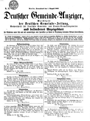 Deutsche Gemeinde-Zeitung Samstag 1. August 1868