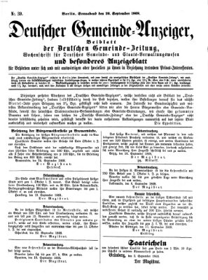 Deutsche Gemeinde-Zeitung Samstag 26. September 1868