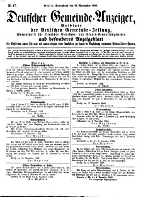 Deutsche Gemeinde-Zeitung Samstag 21. November 1868