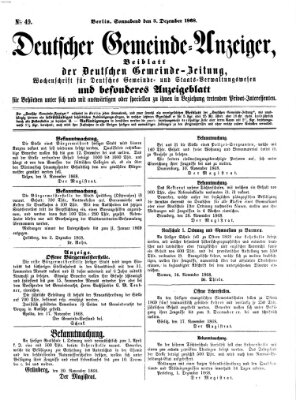 Deutsche Gemeinde-Zeitung Samstag 5. Dezember 1868