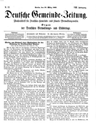 Deutsche Gemeinde-Zeitung Samstag 20. März 1869