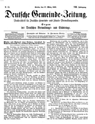 Deutsche Gemeinde-Zeitung Samstag 27. März 1869