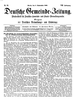 Deutsche Gemeinde-Zeitung Samstag 4. September 1869