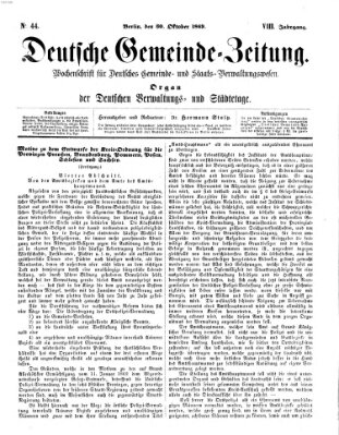 Deutsche Gemeinde-Zeitung Samstag 30. Oktober 1869