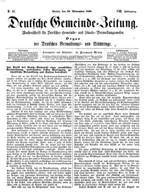 Deutsche Gemeinde-Zeitung Samstag 20. November 1869