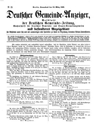 Deutsche Gemeinde-Zeitung Samstag 20. März 1869