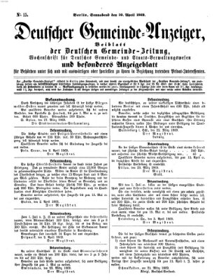 Deutsche Gemeinde-Zeitung Samstag 10. April 1869