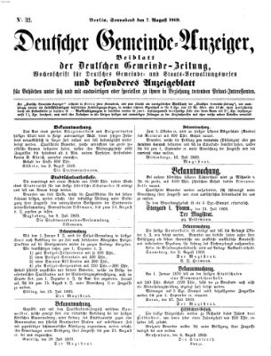 Deutsche Gemeinde-Zeitung Samstag 7. August 1869