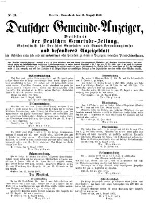 Deutsche Gemeinde-Zeitung Samstag 14. August 1869