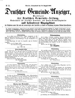 Deutsche Gemeinde-Zeitung Samstag 28. August 1869