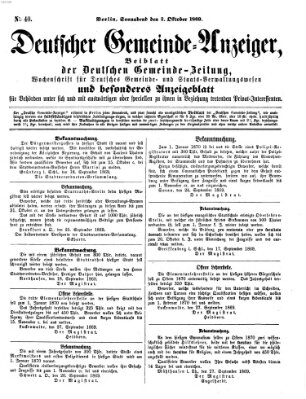 Deutsche Gemeinde-Zeitung Samstag 2. Oktober 1869