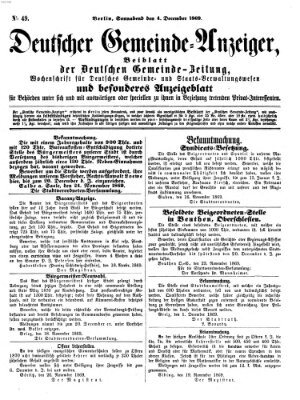 Deutsche Gemeinde-Zeitung Samstag 4. Dezember 1869