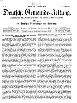 Deutsche Gemeinde-Zeitung Samstag 1. Januar 1870