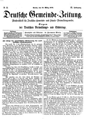 Deutsche Gemeinde-Zeitung Samstag 19. März 1870