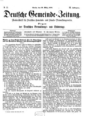 Deutsche Gemeinde-Zeitung Samstag 26. März 1870