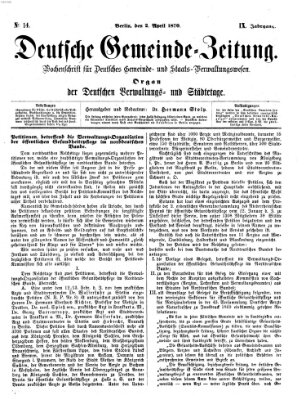 Deutsche Gemeinde-Zeitung Samstag 2. April 1870