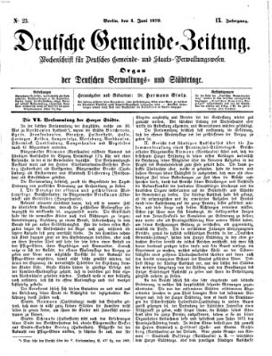 Deutsche Gemeinde-Zeitung Samstag 4. Juni 1870