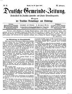 Deutsche Gemeinde-Zeitung Samstag 18. Juni 1870