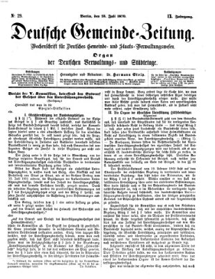 Deutsche Gemeinde-Zeitung Samstag 23. Juli 1870