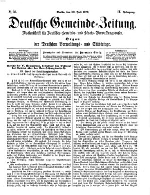 Deutsche Gemeinde-Zeitung Samstag 30. Juli 1870