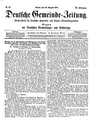 Deutsche Gemeinde-Zeitung Samstag 20. August 1870