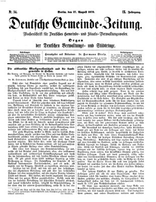 Deutsche Gemeinde-Zeitung Samstag 27. August 1870