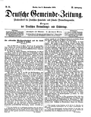 Deutsche Gemeinde-Zeitung Samstag 3. September 1870