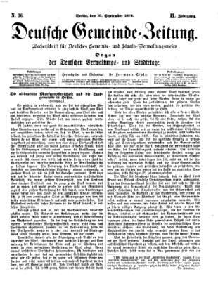 Deutsche Gemeinde-Zeitung Samstag 10. September 1870