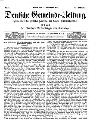 Deutsche Gemeinde-Zeitung Samstag 17. September 1870