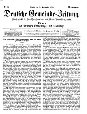 Deutsche Gemeinde-Zeitung Samstag 24. September 1870