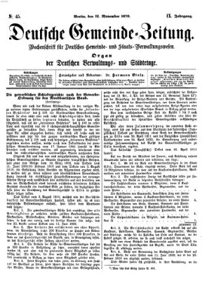 Deutsche Gemeinde-Zeitung Samstag 12. November 1870