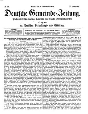 Deutsche Gemeinde-Zeitung Samstag 19. November 1870