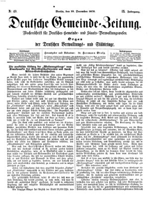 Deutsche Gemeinde-Zeitung Samstag 10. Dezember 1870