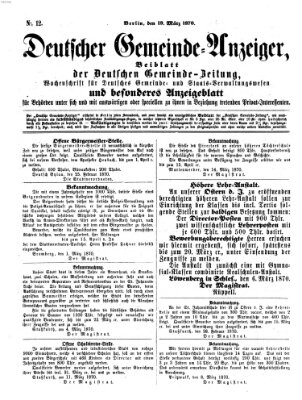 Deutsche Gemeinde-Zeitung Samstag 19. März 1870