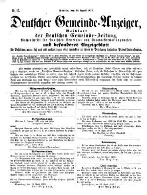 Deutsche Gemeinde-Zeitung Samstag 23. April 1870