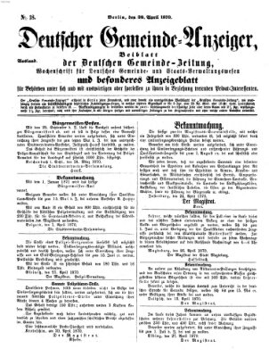 Deutsche Gemeinde-Zeitung Samstag 30. April 1870