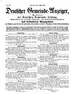 Deutsche Gemeinde-Zeitung Samstag 2. Juli 1870