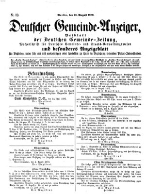 Deutsche Gemeinde-Zeitung Samstag 13. August 1870