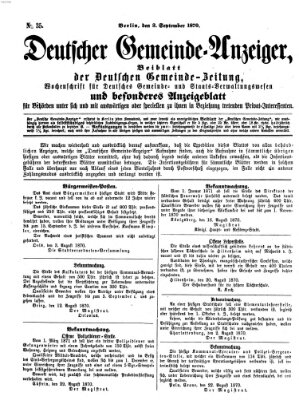 Deutsche Gemeinde-Zeitung Samstag 3. September 1870